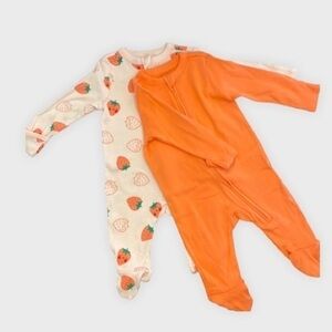 Coral strawberry sleeper set 100% cotton-211